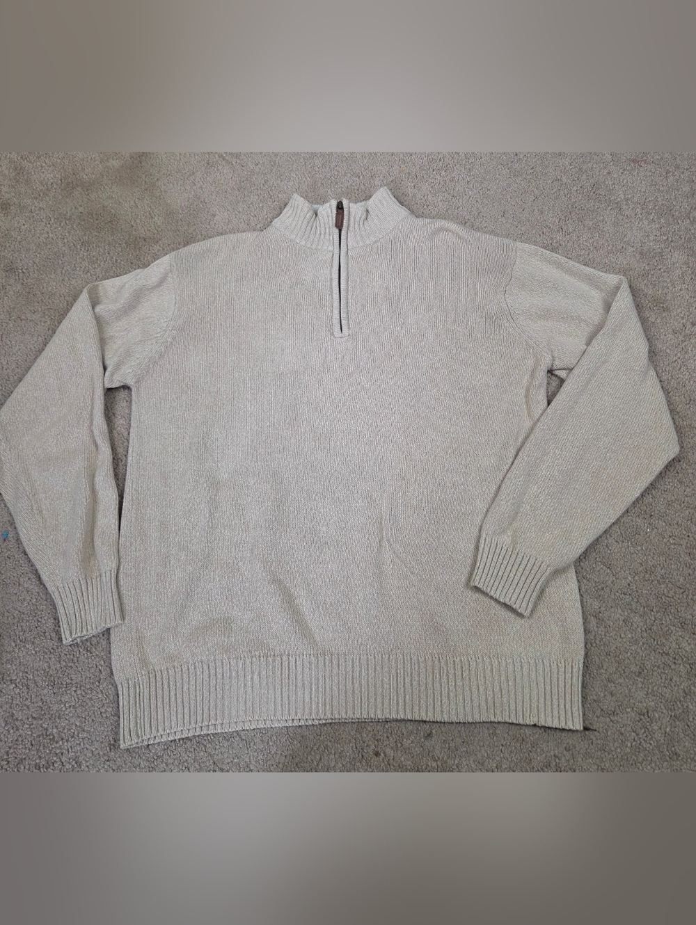 Oscar de la Renta Men's Zip-Neck Sweater in Light Beige